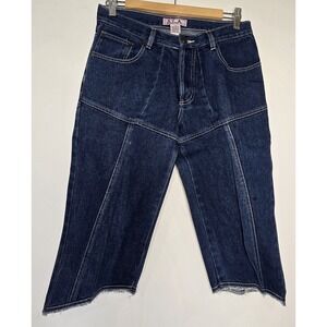 S.L.A. Jean Capris Ladies‎ 7/8 Blue Medium Denim Button Fly Funky Cotton Comfort